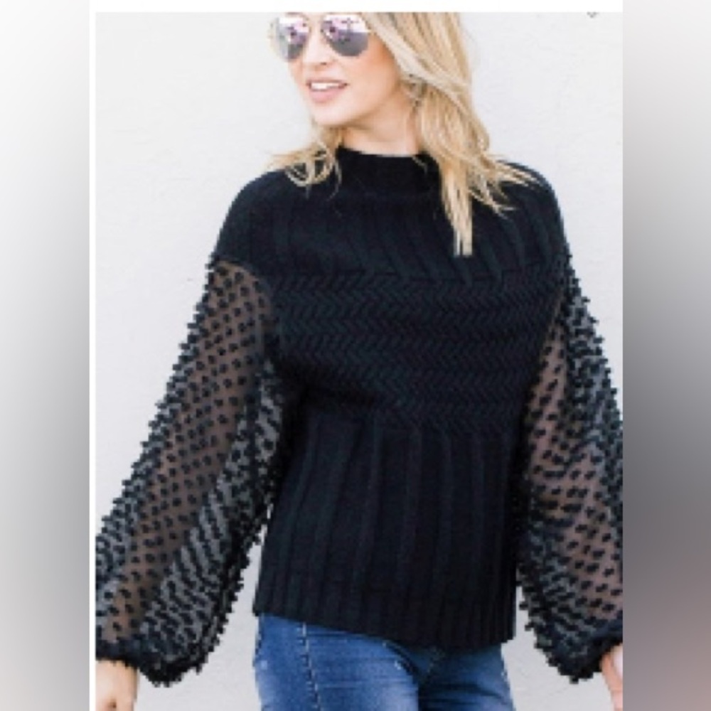 🖤Black Balloon Sleeve Sweater🖤